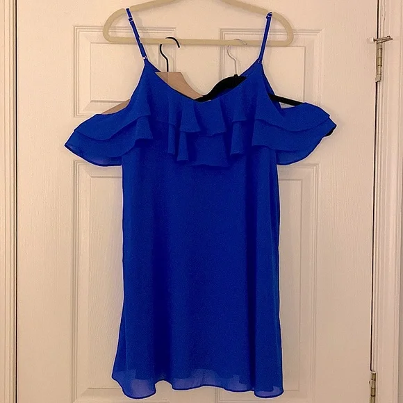 Waterfront Royal Blue Off-The-Shoulder Skater Dress (L) - Picture 2 of 3